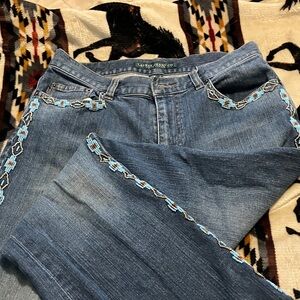 Ralph Lauren Blue Embroidered Boot Cut Jeans